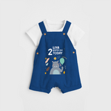 Commemorate your little one's 2nd month with a custom Dungaree set, personalized with their name! - COBALT BLUE - 0 - 5 Months Old (Chest 17")