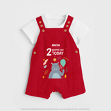 Celebrate The Magic Of Your Baby's Second Month With Our Elegant And Customized Dungaree Set For Babies - RED - 0 - 5 Months Old (Chest 18")