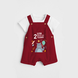 Commemorate your little one's 2nd month with a custom Dungaree set, personalized with their name! - RED - 0 - 5 Months Old (Chest 17")