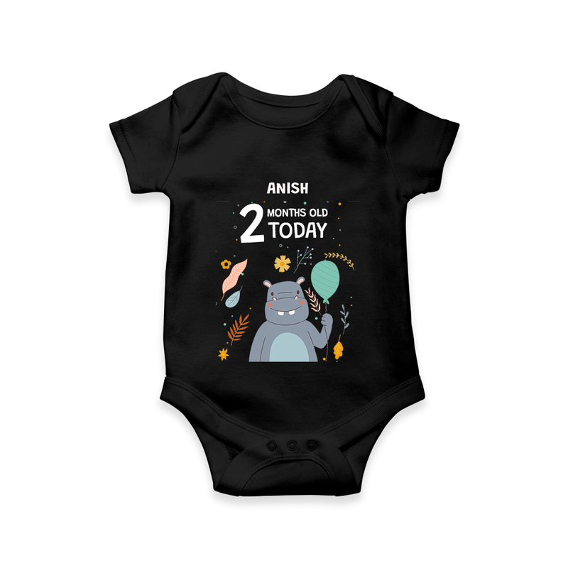 Celebrate The Magic Of Your Baby's Second Month With Our Elegant And Customized Romper For Babies - BLACK - 0 - 3 Months Old (Chest 16")