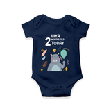 Commemorate your little one's 2nd month with a custom romper/onesie, personalized with their name! - NAVY BLUE - 0 - 3 Months Old (Chest 16")