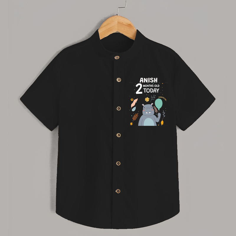 Cute Newborn Shirt for 2 Month | Custom Name & Style Options - BLACK - 0 - 6 Months Old (Chest 23")