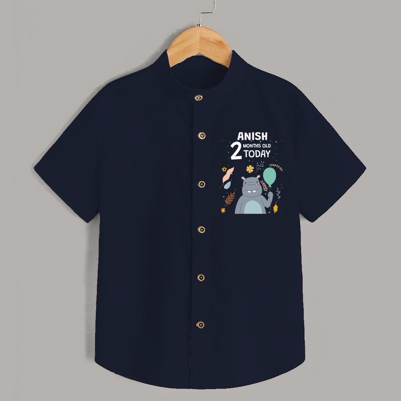 Cute Newborn Shirt for 2 Month | Custom Name & Style Options - NAVY BLUE - 0 - 6 Months Old (Chest 23")