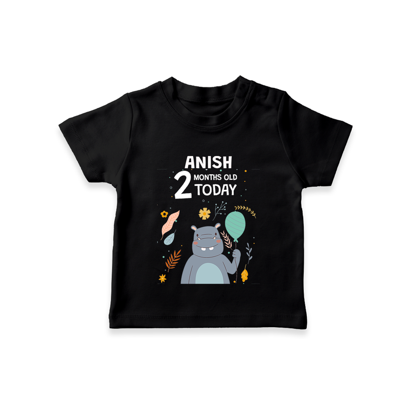 Cute Newborn T-Shirt for 2 Month | Custom Name & Style Options - BLACK - 0-5 Months Old (Chest 17")