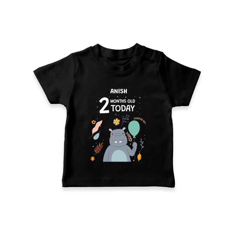 Celebrate The Magic Of Your Baby's Second Month With Our Elegant And Customized T-Shirt For Babies - BLACK - 0-5 Months Old (Chest 17")