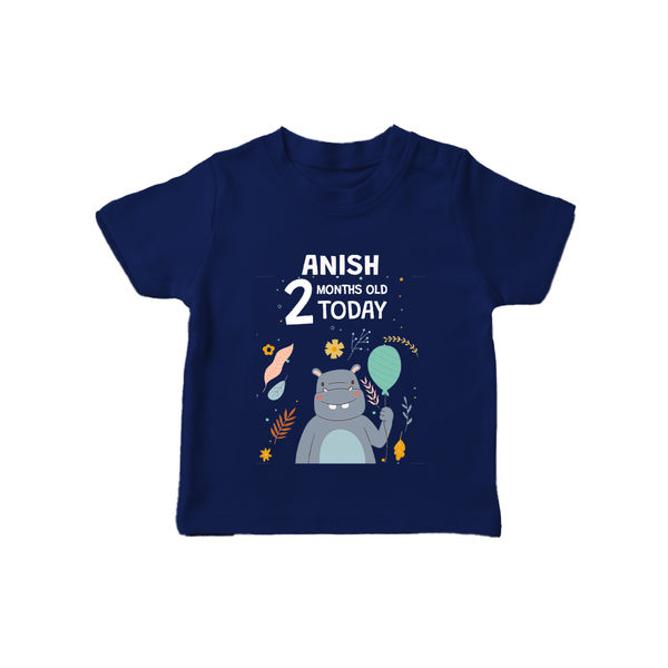 Cute Newborn T-Shirt for 2 Month | Custom Name & Style Options - NAVY BLUE - 0-5 Months Old (Chest 17")