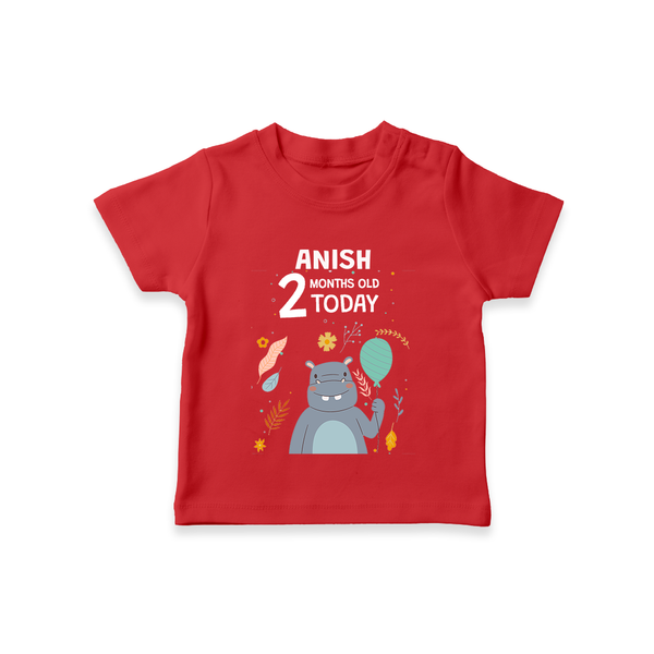 Cute Newborn T-Shirt for 2 Month | Custom Name & Style Options - RED - 0-5 Months Old (Chest 17")