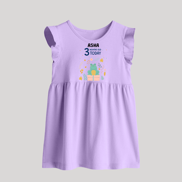 Cute Newborn Baby Frock for 3 Month | Custom Name & Style Options - LILAC - 0 - 3 Months Old (Chest 17")