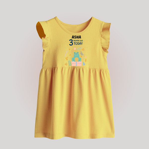 Cute Newborn Baby Frock for 3 Month | Custom Name & Style Options - PASTEL YELLOW - 0 - 3 Months Old (Chest 17")