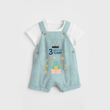 Commemorate your little one's 3rd month with a custom Dungaree set, personalized with their name! - ARCTIC BLUE - 0 - 5 Months Old (Chest 17")