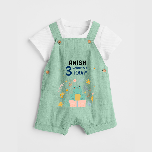 Cute Newborn Dungaree Set for 3 Month | Custom Name & Style Options - MINT GREEN - 0 - 5 Months Old (Chest 18")