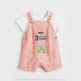 Celebrate The Magic Of Your Baby's Third Month With Our Elegant And Customized Dungaree Set For Babies - PEACH - 0 - 5 Months Old (Chest 18")