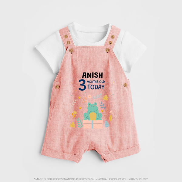 Cute Newborn Dungaree Set for 3 Month | Custom Name & Style Options - PEACH - 0 - 5 Months Old (Chest 18")