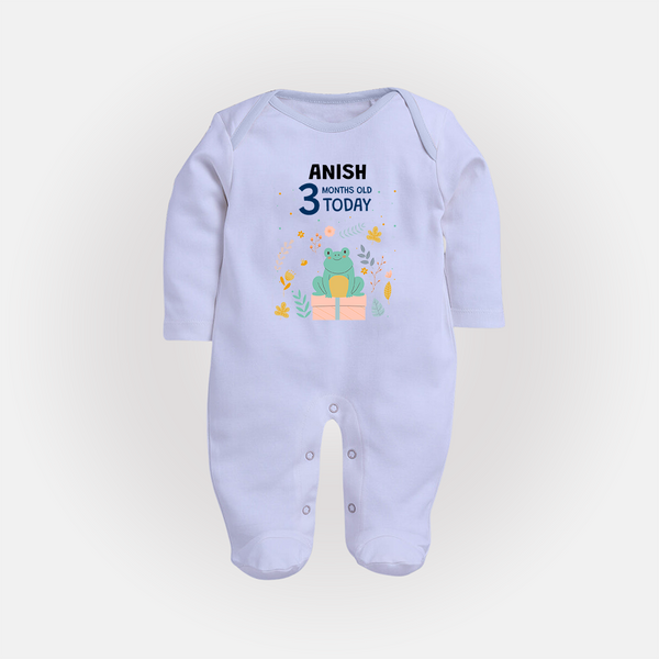 Cute Newborn Full Sleeve Bodysuit/ Sleep Suit/ Jumpsuit for 3 Month | Custom Name & Style Options - BABY BLUE - New Born (Chest 7.5")