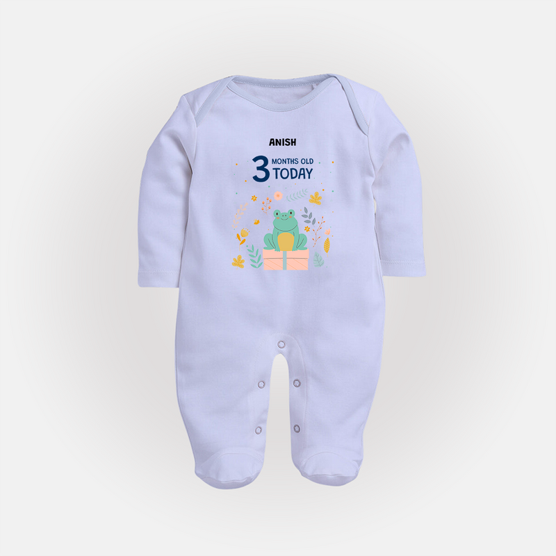 Celebrate The Magic Of Your Baby's Third Month With Our Elegant And Customized Sleep Suit For Babies - BABY BLUE - New Born (Chest 7.5")