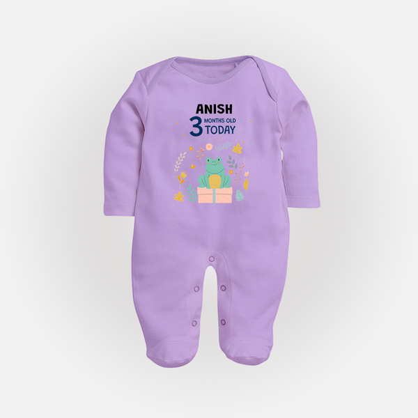 Cute Newborn Full Sleeve Bodysuit/ Sleep Suit/ Jumpsuit for 3 Month | Custom Name & Style Options - LILAC - New Born (Chest 7.5")