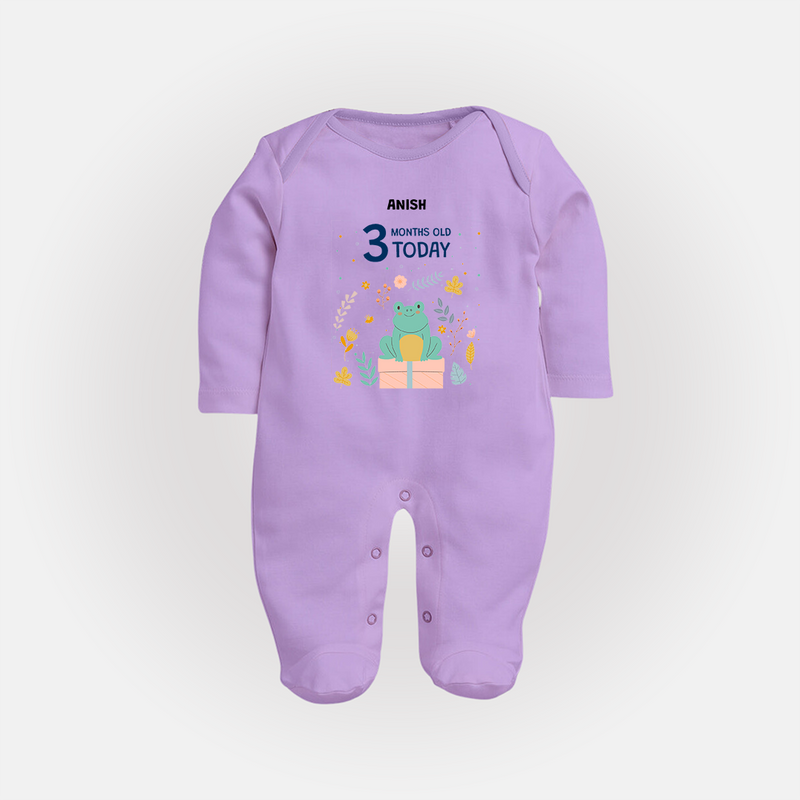 Celebrate The Magic Of Your Baby's Third Month With Our Elegant And Customized Sleep Suit For Babies - LILAC - New Born (Chest 7.5")