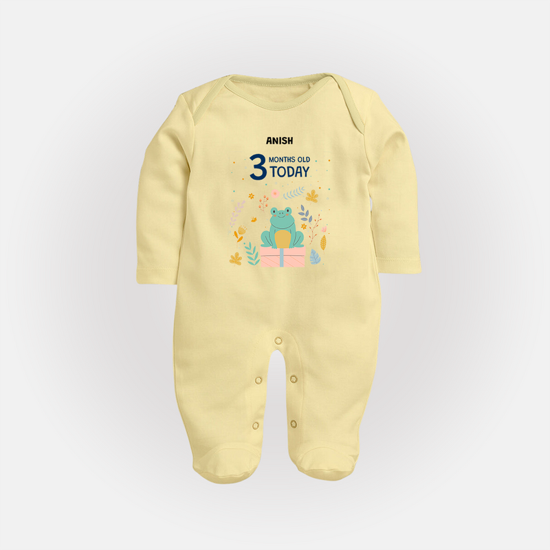 Celebrate The Magic Of Your Baby's Third Month With Our Elegant And Customized Sleep Suit For Babies - PASTEL YELLOW - New Born (Chest 7.5")