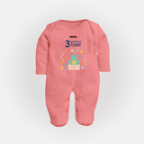 Celebrate The Magic Of Your Baby's Third Month With Our Elegant And Customized Sleep Suit For Babies - PEACH - New Born (Chest 7.5")