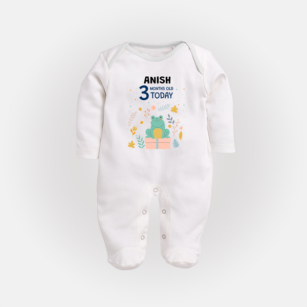 Cute Newborn Full Sleeve Bodysuit/ Sleep Suit/ Jumpsuit for 3 Month | Custom Name & Style Options - WHITE - New Born (Chest 7.5")