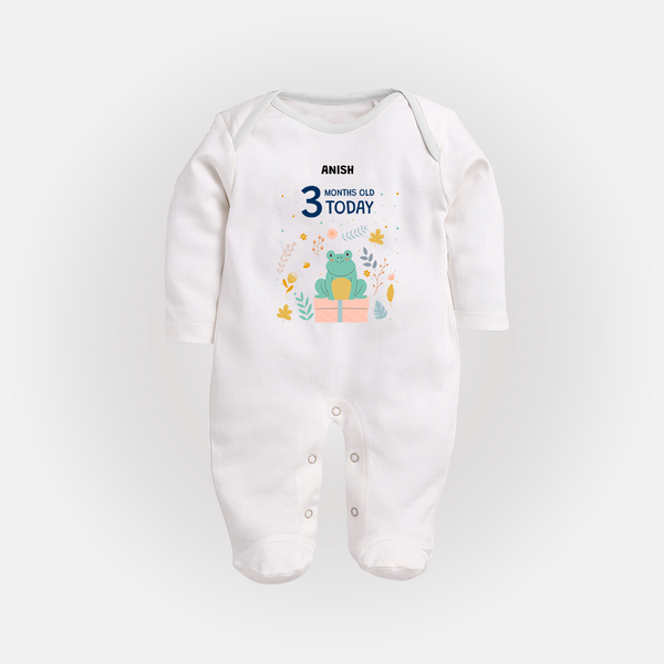 Celebrate The Magic Of Your Baby's Third Month With Our Elegant And Customized Sleep Suit For Babies - WHITE - New Born (Chest 7.5")