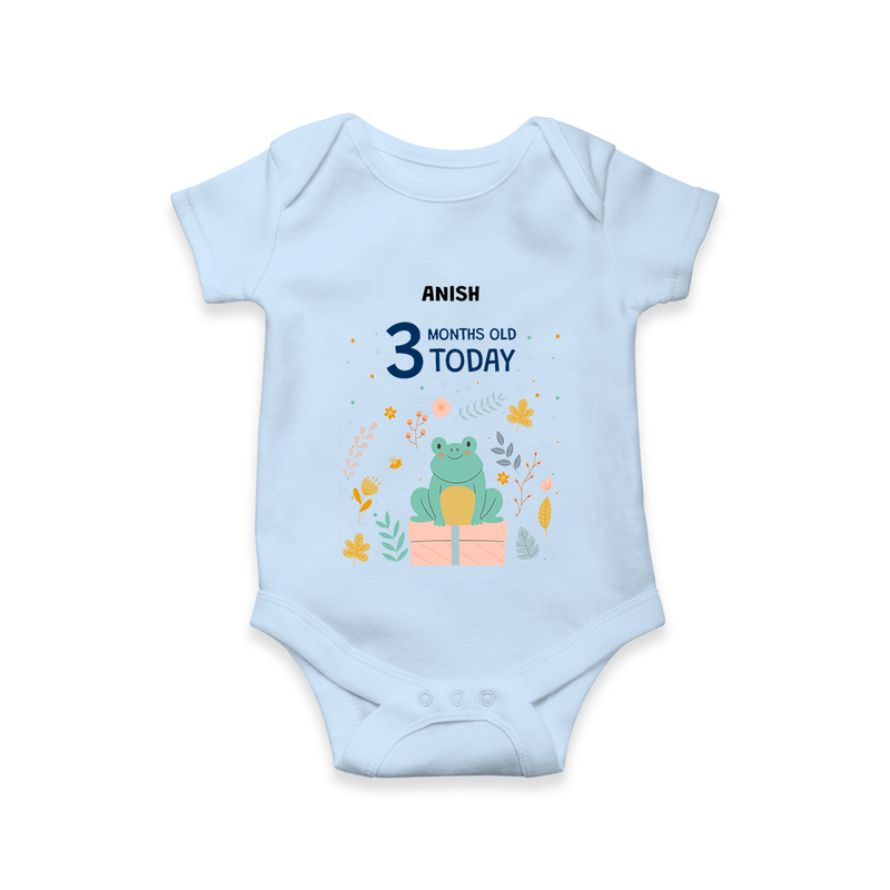 Celebrate The Magic Of Your Baby's Third Month With Our Elegant And Customized Romper For Babies - BABY BLUE - 0 - 3 Months Old (Chest 16")