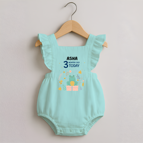 Cute Newborn Romper Frock for 3 Month | Custom Name & Style Options - MINT GREEN - 0 - 3 Months Old (Chest 19")