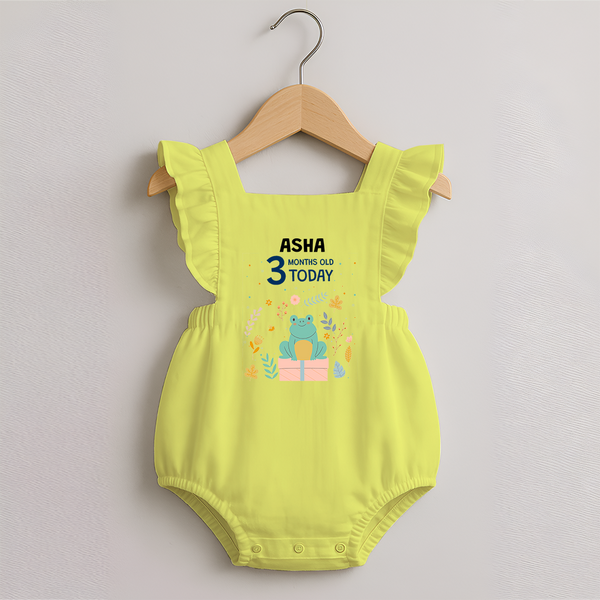 Cute Newborn Romper Frock for 3 Month | Custom Name & Style Options - PASTEL YELLOW - 0 - 3 Months Old (Chest 19")
