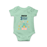 Cute Newborn Romper/Onesie for 3 Month | Custom Name & Style Options - MINT GREEN - New Born (Chest 14")