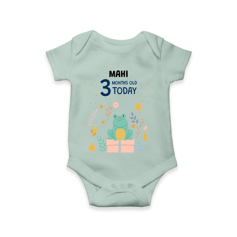 Commemorate your little one's 3rd month with a custom romper/onesie, personalized with their name! - MINT GREEN - 0 - 3 Months Old (Chest 16")