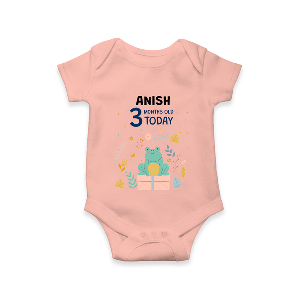 Cute Newborn Romper/Onesie for 3 Month | Custom Name & Style Options - PEACH - New Born (Chest 14")