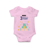 Commemorate your little one's 3rd month with a custom romper/onesie, personalized with their name! - PINK - 0 - 3 Months Old (Chest 16")