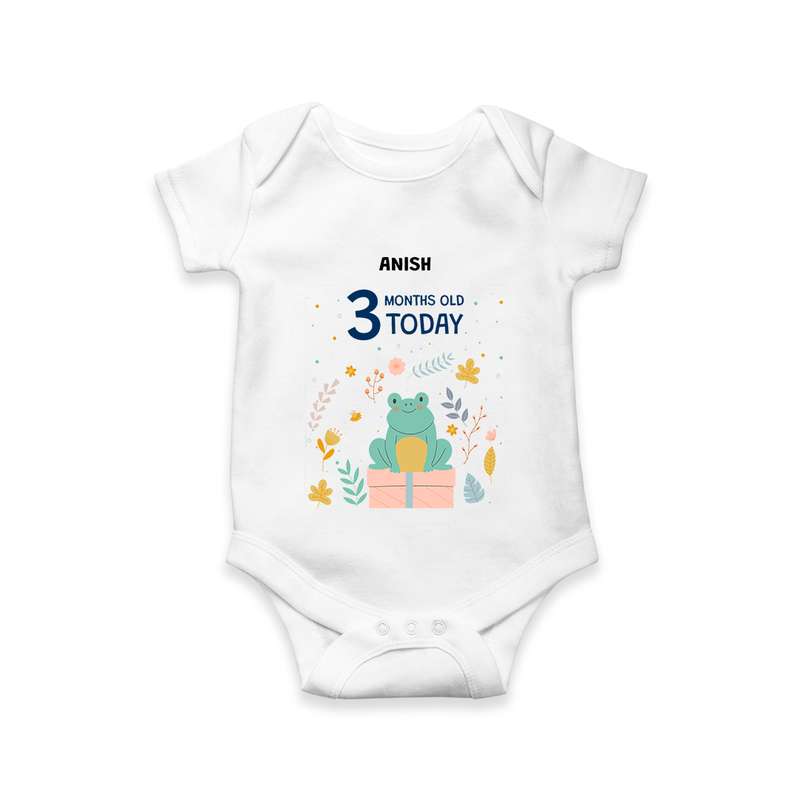 Celebrate The Magic Of Your Baby's Third Month With Our Elegant And Customized Romper For Babies - WHITE - 0 - 3 Months Old (Chest 16")