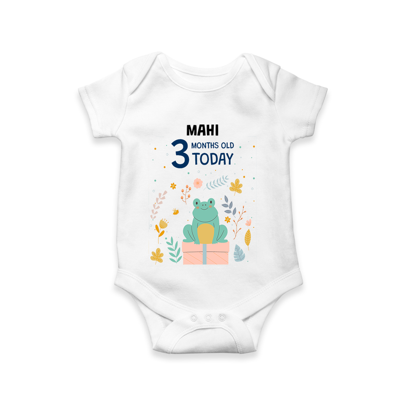 Commemorate your little one's 3rd month with a custom romper/onesie, personalized with their name! - WHITE - 0 - 3 Months Old (Chest 16")