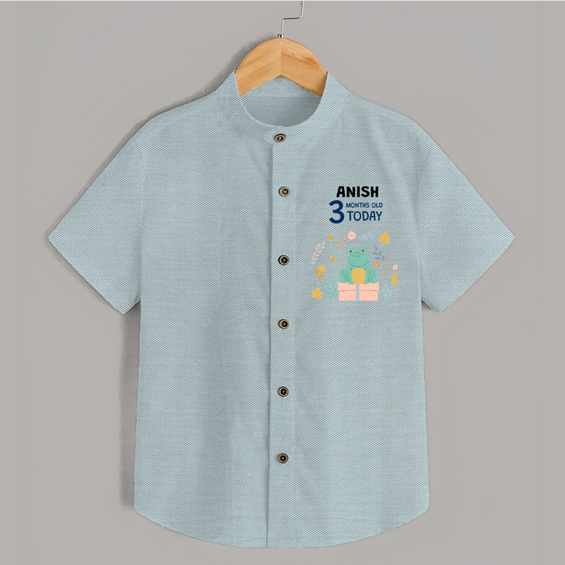 Cute Newborn Shirt for 3 Month | Custom Name & Style Options - ARCTIC BLUE - 0 - 6 Months Old (Chest 23")