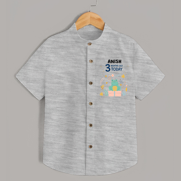 Cute Newborn Shirt for 3 Month | Custom Name & Style Options - GREY - 0 - 6 Months Old (Chest 23")