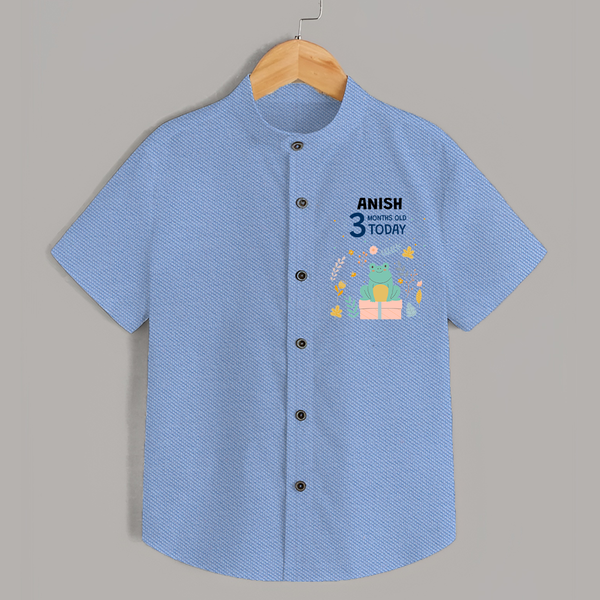 Cute Newborn Shirt for 3 Month | Custom Name & Style Options - SKY BLUE - 0 - 6 Months Old (Chest 23")