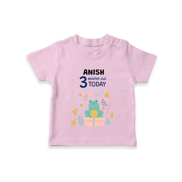 Cute Newborn T-Shirt for 3 Month | Custom Name & Style Options - BABY PINK - 0-5 Months Old (Chest 17")
