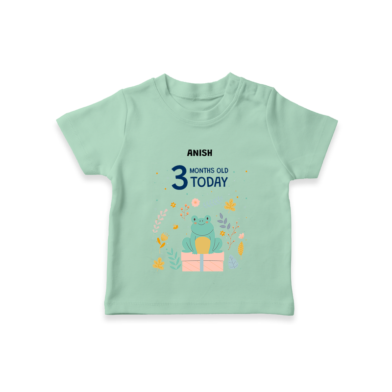 Celebrate The Magic Of Your Baby's Third Month With Our Elegant And Customized T-Shirt For Babies - MINT GREEN - 0-5 Months Old (Chest 17")