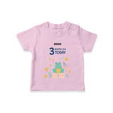 Celebrate The Magic Of Your Baby's Third Month With Our Elegant And Customized T-Shirt For Babies - PINK - 0-5 Months Old (Chest 17")