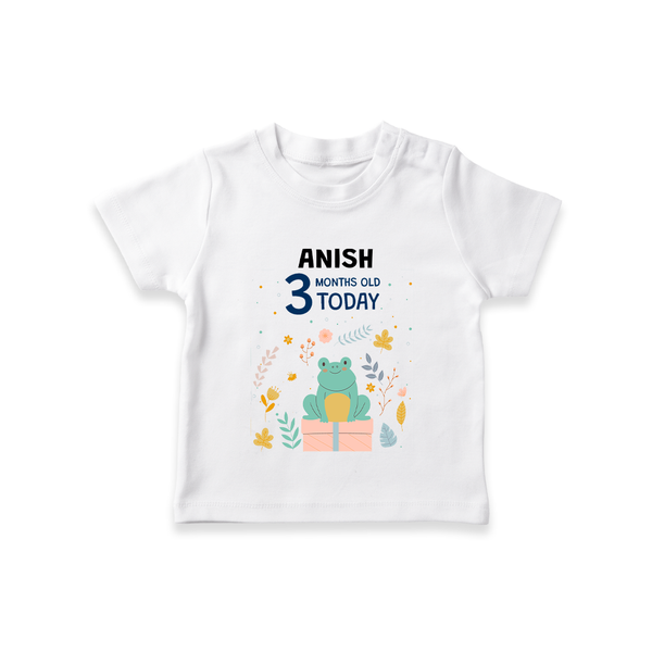 Cute Newborn T-Shirt for 3 Month | Custom Name & Style Options - WHITE - 0-5 Months Old (Chest 17")