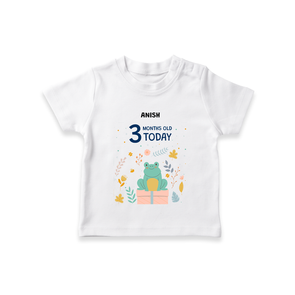 Celebrate The Magic Of Your Baby's Third Month With Our Elegant And Customized T-Shirt For Babies - WHITE - 0-5 Months Old (Chest 17")