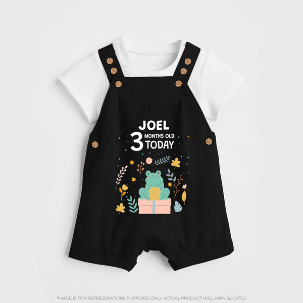 Cute Newborn Dungaree Set for 3 Month | Custom Name & Style Options - BLACK - 0 - 5 Months Old (Chest 18")