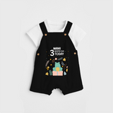 Commemorate your little one's 3rd month with a custom Dungaree set, personalized with their name! - BLACK - 0 - 5 Months Old (Chest 17")