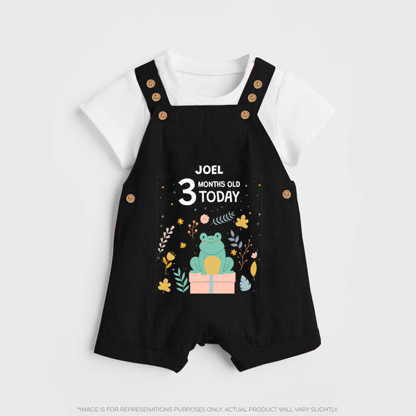 Celebrate The Magic Of Your Baby's Third Month With Our Elegant And Customized Dungaree Set For Babies - BLACK - 0 - 5 Months Old (Chest 18")