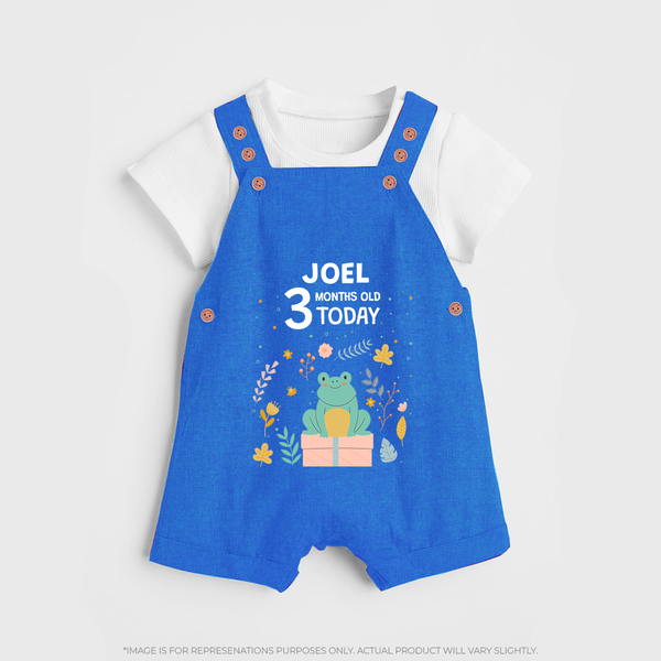 Cute Newborn Dungaree Set for 3 Month | Custom Name & Style Options - COBALT BLUE - 0 - 5 Months Old (Chest 18")
