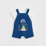 Commemorate your little one's 3rd month with a custom Dungaree set, personalized with their name! - COBALT BLUE - 0 - 5 Months Old (Chest 17")