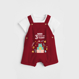 Commemorate your little one's 3rd month with a custom Dungaree set, personalized with their name! - RED - 0 - 5 Months Old (Chest 17")