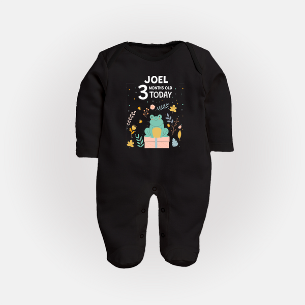 Cute Newborn Full Sleeve Bodysuit/ Sleep Suit/ Jumpsuit for 3 Month | Custom Name & Style Options - BLACK - New Born (Chest 7.5")