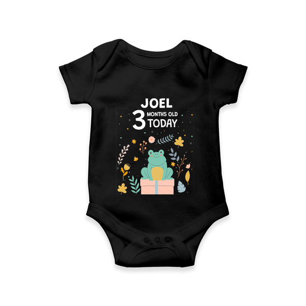 Cute Newborn Romper/Onesie for 3 Month | Custom Name & Style Options - BLACK - New Born (Chest 14")